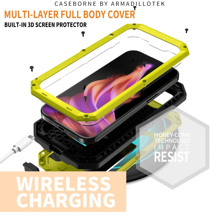 For iPhone 15 Plus R-JUST Sliding Camera IP54 Life Waterproof Holder Phone Case(Yellow) - iPhone 15 Plus Cases by R-JUST | Online Shopping South Africa | PMC TechLife | Buy Now Pay Later Mobicred