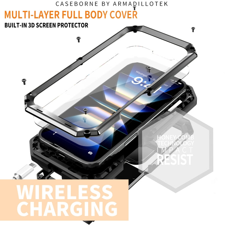 For iPhone 16 Plus R-JUST Sliding Camera IP54 Life Waterproof Holder Phone Case(Black) - free shipping - PMC Jewellery - Order now!