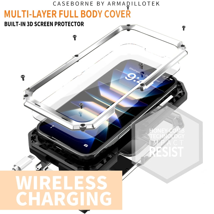 For iPhone 16 Plus R-JUST Sliding Camera IP54 Life Waterproof Holder Phone Case(Silver) - free shipping - PMC Jewellery - Order now!