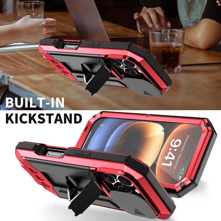 For iPhone 16 Pro Max R-JUST Sliding Camera IP54 Life Waterproof Holder Phone Case(Red) - free shipping - PMC Jewellery - Order now!