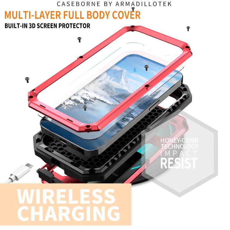 For iPhone 16e R-JUST Sliding Camera IP54 Life Waterproof Holder Phone Case(Red) - iPhone 16e Cases by R-JUST | Online Shopping South Africa | PMC TechLife | Buy Now Pay Later Mobicred