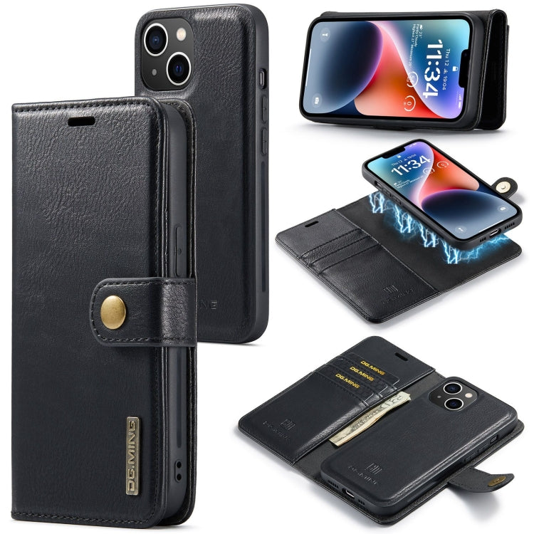 For iPhone 15 Plus DG.MING Crazy Horse Texture Detachable Magnetic Leather Phone Case(Black) - free shipping - PMC Jewellery - Order now!