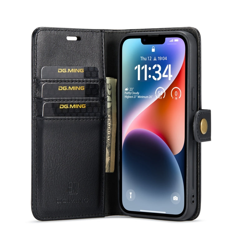 For iPhone 15 Plus DG.MING Crazy Horse Texture Detachable Magnetic Leather Phone Case(Black) - free shipping - PMC Jewellery - Order now!