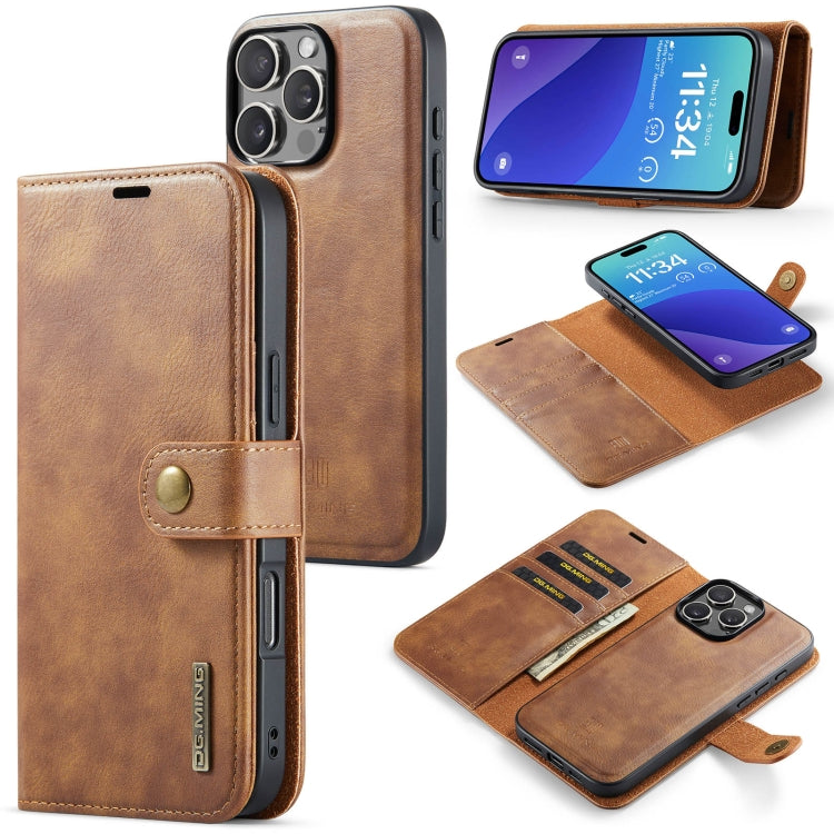 For iPhone 16 Pro Max DG.MING Crazy Horse Texture Detachable Magnetic Leather Phone Case(Brown) - free shipping - PMC Jewellery - Order now!
