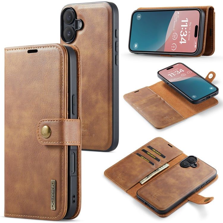 For iPhone 16 Plus DG.MING Crazy Horse Texture Detachable Magnetic Leather Phone Case(Brown) - free shipping - PMC Jewellery - Order now!