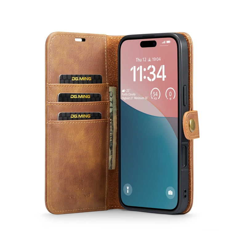 For iPhone 16 Plus DG.MING Crazy Horse Texture Detachable Magnetic Leather Phone Case(Brown) - free shipping - PMC Jewellery - Order now!