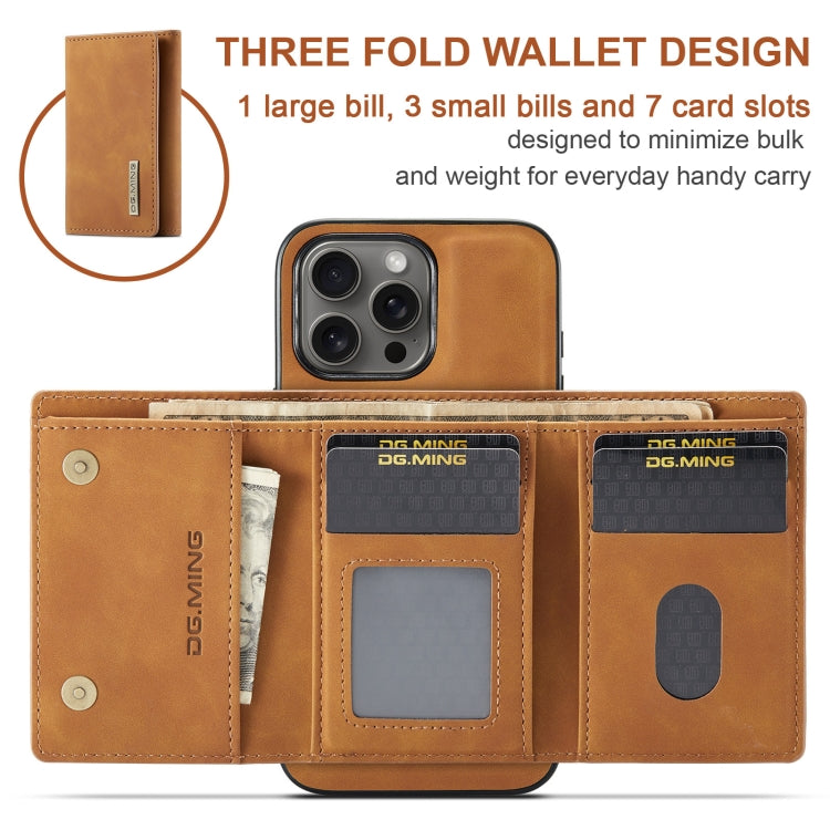 For iPhone 16 Pro DG.MING M1 Series 3-Fold Multi Card Wallet Leather Phone Case(Brown) - free shipping - PMC Jewellery - Order now!