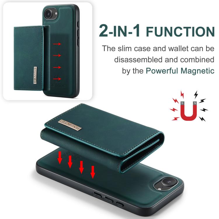 For iPhone 16e DG.MING M1 Series 3-Fold Multi Card Wallet Leather Phone Case(Green) - free shipping - PMc TechLife - Order now!