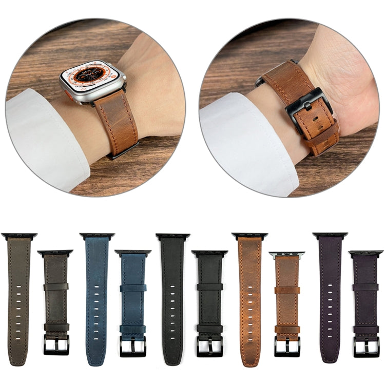 For Apple Watch Ultra 2 49mm Retro Texture Leather Watch Band(Brown) - Watch Bands by PMC TechLife | Online Shopping South Africa | PMC TechLife | Buy Now Pay Later Mobicred