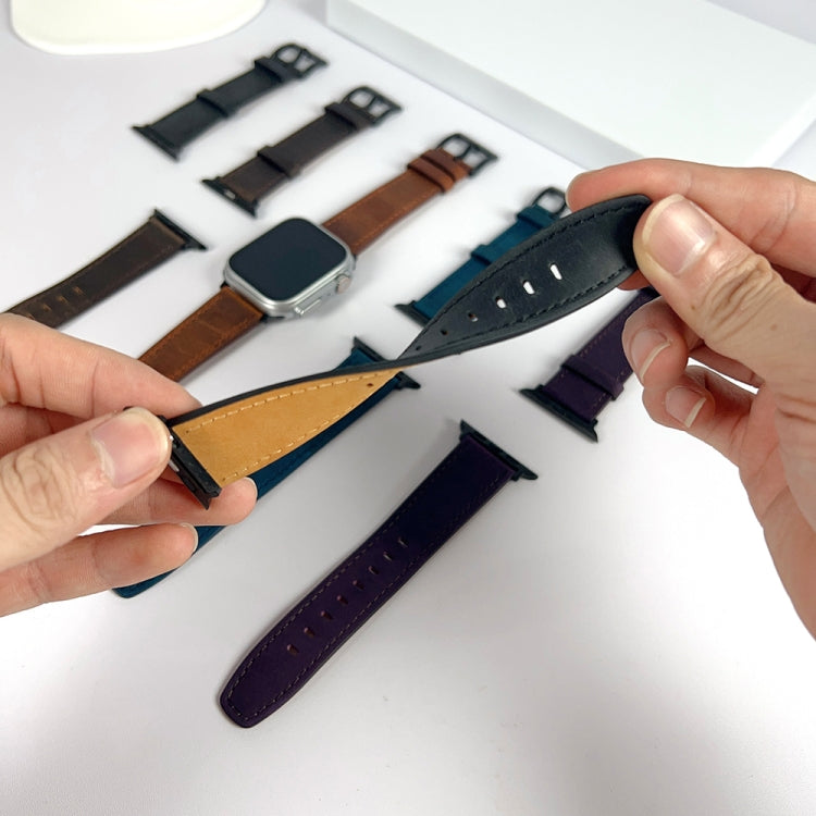 For Apple Watch Ultra 49mm Retro Texture Leather Watch Band(Black) - Watch Bands by PMC TechLife | Online Shopping South Africa | PMC TechLife | Buy Now Pay Later Mobicred