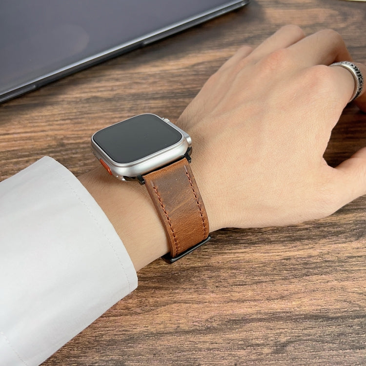 For Apple Watch Ultra 2 49mm Retro Texture Leather Watch Band(Brown) - Watch Bands by PMC TechLife | Online Shopping South Africa | PMC TechLife | Buy Now Pay Later Mobicred