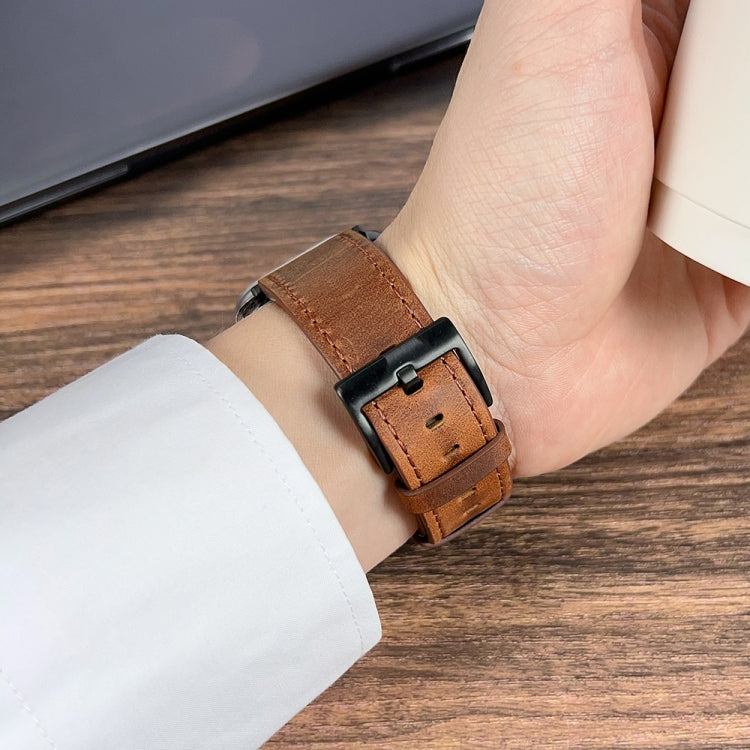 For Apple Watch Ultra 49mm Retro Texture Leather Watch Band(Black) - Watch Bands by PMC TechLife | Online Shopping South Africa | PMC TechLife | Buy Now Pay Later Mobicred