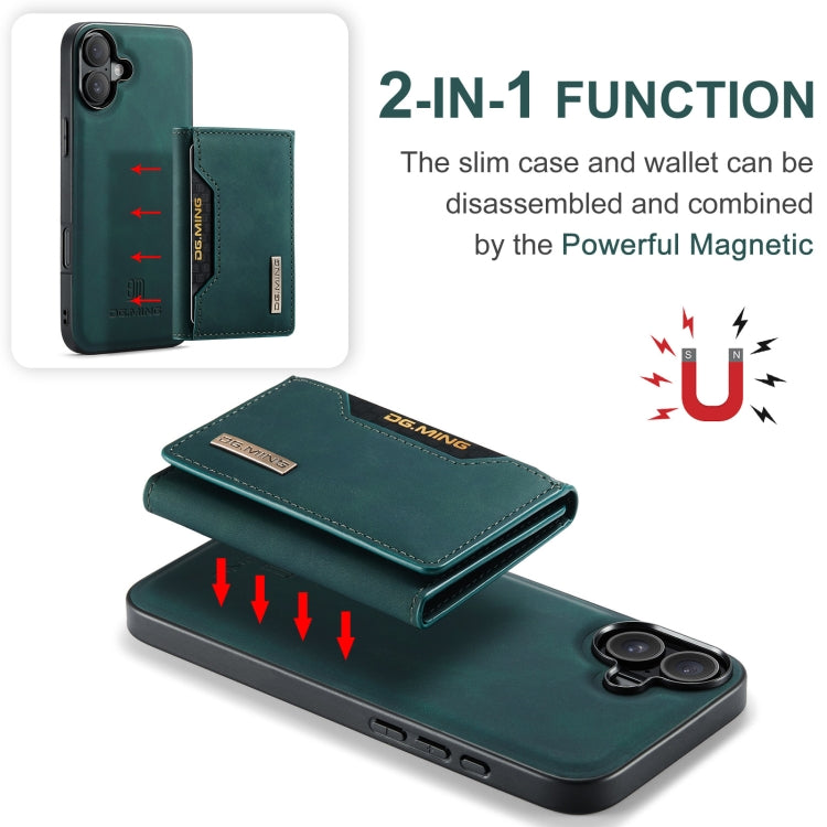 For iPhone 16 Plus DG.MING M2 Series 3-Fold Card Bag Wallet Leather Phone Case(Green) - free shipping - PMC Jewellery - Order now!
