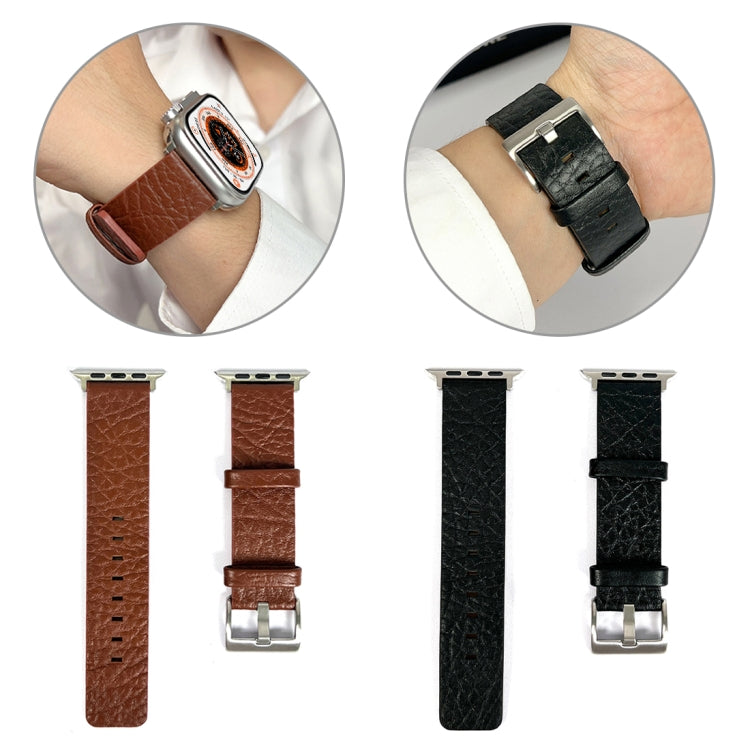 For Apple Watch Ultra 49mm Buffalo Leather Watch Band(Brown) - Watch Bands by PMC TechLife | Online Shopping South Africa | PMC TechLife | Buy Now Pay Later Mobicred