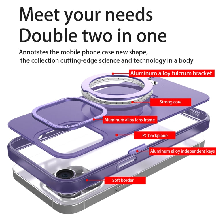 For iPhone 15 Pro MagSafe Metal Holder Frosted Translucent Phone Case(White) - iPhone 15 Pro Cases by PMC TechLife | Online Shopping South Africa | PMC TechLife