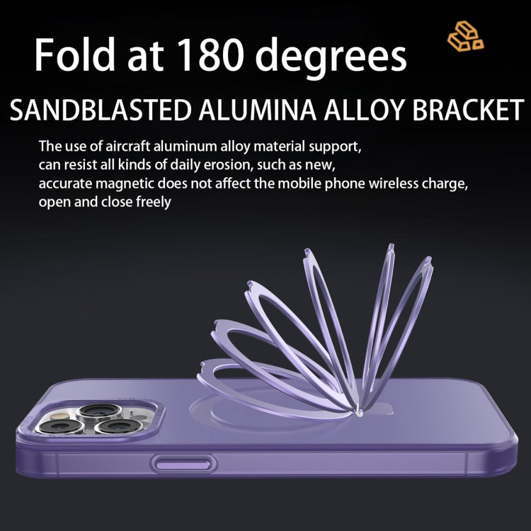For iPhone 15 Plus MagSafe Metal Holder Frosted Translucent Phone Case(Green) - iPhone 15 Plus Cases by PMC TechLife | Online Shopping South Africa | PMC TechLife | Buy Now Pay Later Mobicred