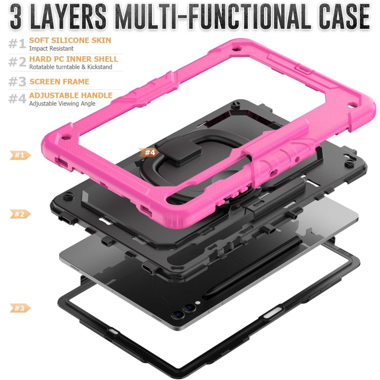 For Samsung Galaxy Tab S9+ / S10+ D Type Silicone Hybrid PC Tablet Case with Handle Holder(Rose Red) - free shipping - PMC Jewellery - Order now!