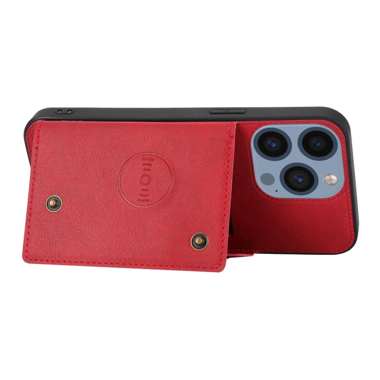 For iPhone 16 Pro Max Double Buckle Card Slots PU + TPU Phone Case(Red) - iPhone 16 Pro Max Cases by PMC TechLife | Online Shopping South Africa | PMC TechLife | Buy Now Pay Later Mobicred