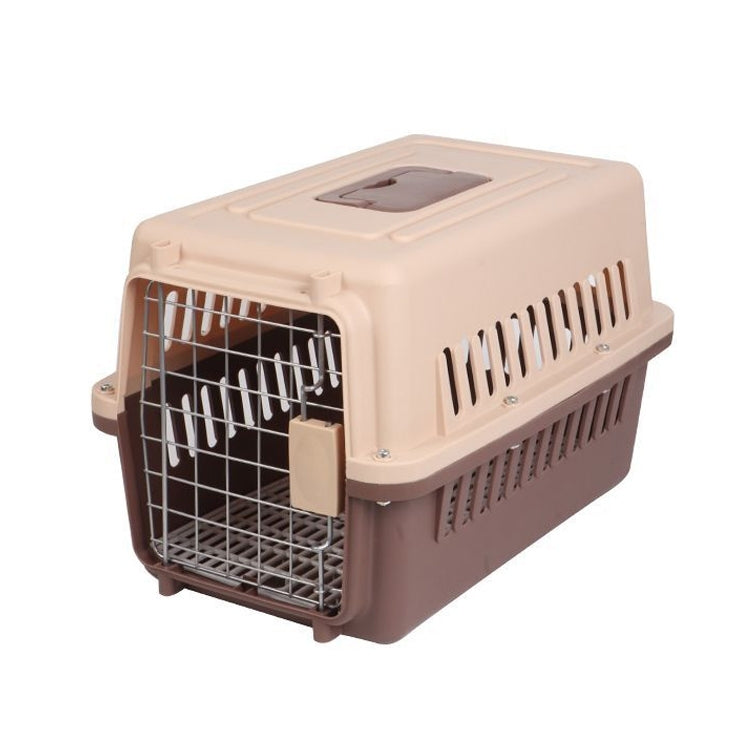 Pet Aviation Box Portable Travel Cat Cage Small Dog Air Transport Box 48x32x30cm(Coffee) - Pet Bags by PMC TechLife | Online Shopping South Africa | PMC TechLife | Buy Now Pay Later Mobicred