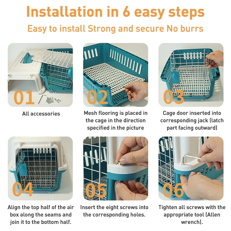 Pet Aviation Box Portable Travel Cat Cage Small Dog Air Transport Box 48x32x30cm(Orange) - Pet Storages & Bags by PMC TechLife | Online Shopping South Africa | PMC TechLife | Buy Now Pay Later Mobicred