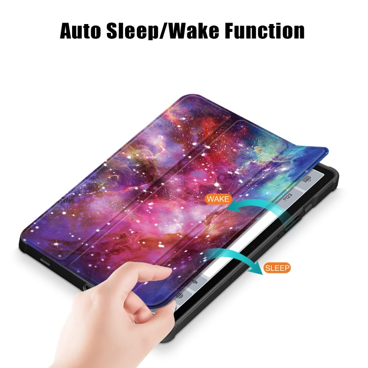 For Samsung Galaxy Tab S9+ Acrylic 3-folding Painted Smart Leather Tablet Case(Milky Way) - free shipping - PMC Jewellery - Order now!