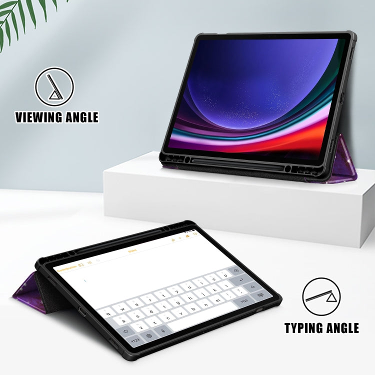 For Samsung Galaxy Tab S9+ Acrylic 3-folding Painted Smart Leather Tablet Case(Milky Way) - free shipping - PMC Jewellery - Order now!