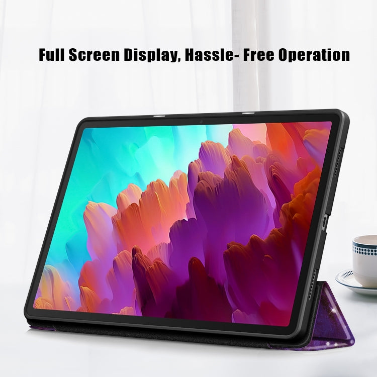 For Lenovo Tab P12 12.7 /P12 Pro 2nd Gen 3-folding Painted TPU Smart Leather Tablet Case(Milky Way) - Lenovo by PMC TechLife | Online Shopping South Africa | PMC TechLife | Buy Now Pay Later Mobicred