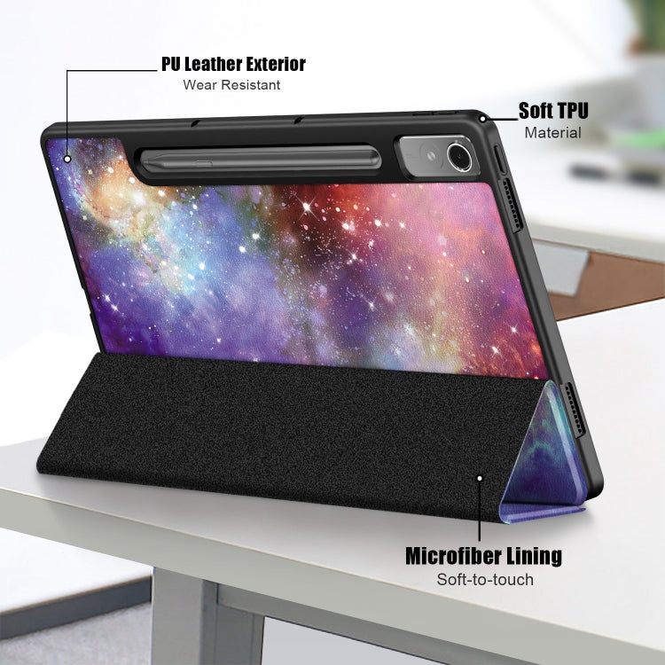 For Lenovo Tab P12 12.7 /P12 Pro 2nd Gen 3-folding Painted TPU Smart Leather Tablet Case(Milky Way) - Lenovo by PMC TechLife | Online Shopping South Africa | PMC TechLife | Buy Now Pay Later Mobicred