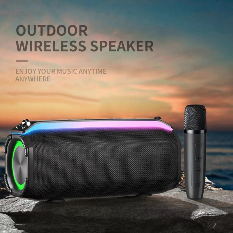 New RiXing NR8809 20W Outdoor Portable TWS Smart Wireless Bluetooth Speaker, Style:Single Mic(Grey) - free shipping - PMC Jewellery - Order now!