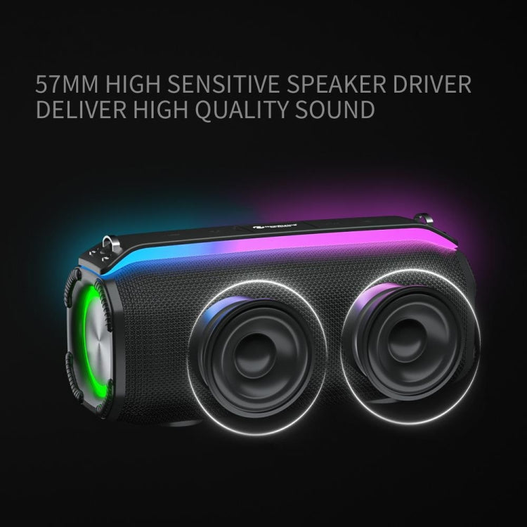 New RiXing NR8809 20W Outdoor Portable TWS Smart Wireless Bluetooth Speaker, Style:Dual Mic(Black) - free shipping - PMC Jewellery - Order now!