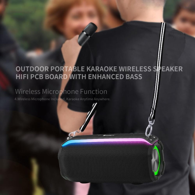 New RiXing NR8809 20W Outdoor Portable TWS Smart Wireless Bluetooth Speaker, Style:Single Mic(Grey) - free shipping - PMC Jewellery - Order now!