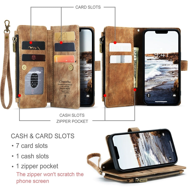 For iPhone 15 Plus CaseMe C30 Multifunctional Leather Phone Case(Brown) - free shipping - PMC Jewellery - Order now!