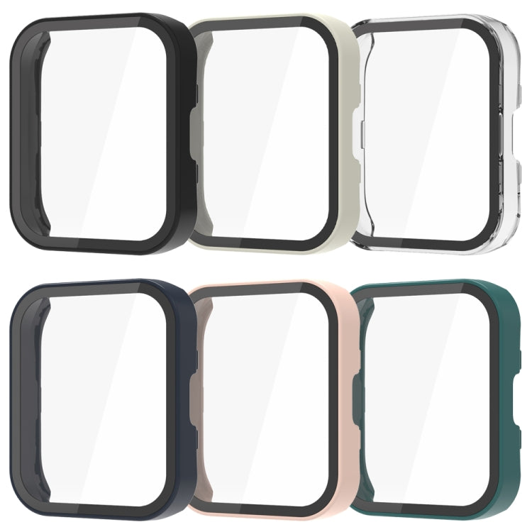 For Amazfit Bip 5 PC + Tempered Film Integrated Watch Protective Case(Ivory White) - Watch Cases by PMC TechLife | Online Shopping South Africa | PMC TechLife | Buy Now Pay Later Mobicred