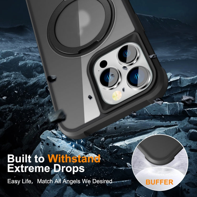 For iPhone 14 Pro MagSafe Magnetic Rotating Holder Phone Case(Black) - iPhone 14 Pro Cases by PMC TechLife | Online Shopping South Africa | PMC TechLife