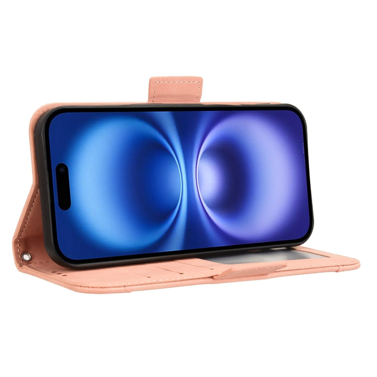 For iPhone 16 Skin Feel Calf Texture Card Slots Leather Phone Case(Pink) - free shipping - PMC TechLife - Order now!