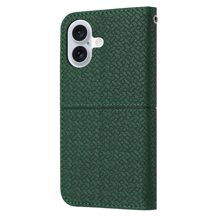For iPhone 16 Woven Texture Stitching Magnetic Leather Phone Case(Green) - iPhone 16 Cases by PMC TechLife | Online Shopping South Africa | PMC TechLife | Buy Now Pay Later Mobicred