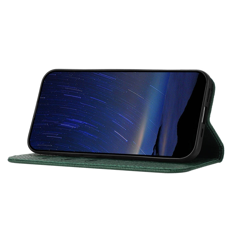 For iPhone 16 Woven Texture Stitching Magnetic Leather Phone Case(Green) - iPhone 16 Cases by PMC TechLife | Online Shopping South Africa | PMC TechLife | Buy Now Pay Later Mobicred