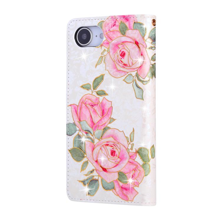 For iPhone 16e Bronzing Painting RFID Leather Case(Rose Flower) - iPhone 16e Cases by PMC TechLife | Online Shopping South Africa | PMC TechLife | Buy Now Pay Later Mobicred