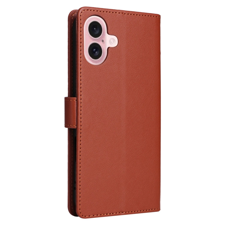 For iPhone 16 Plus Multifunctional Horizontal Flip Leather Phone Case with Three Card Slots(Brown) - iPhone 16 Plus Cases by PMC TechLife | Online Shopping South Africa | PMC TechLife | Buy Now Pay Later Mobicred