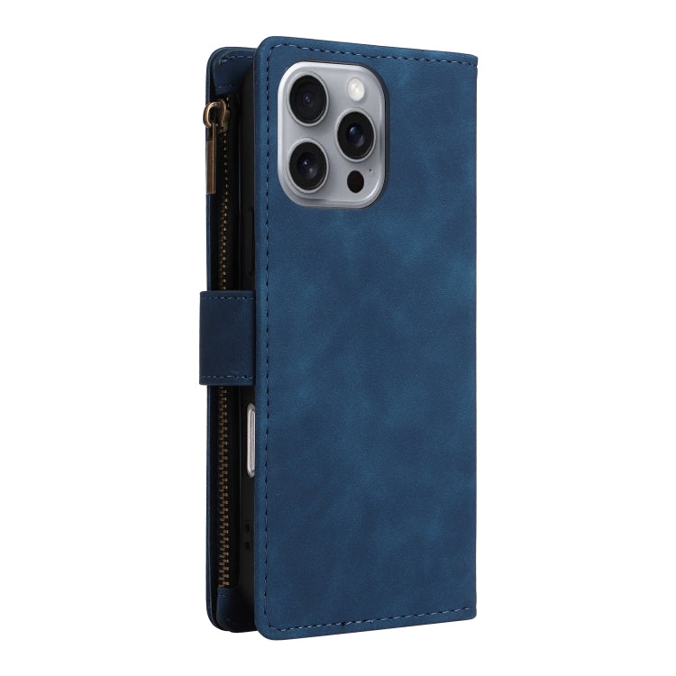 For iPhone 16 Pro Crossbody Multi-card Slot Wallet Zipper Leather Phone Case(Dark Blue) - iPhone 16 Pro Cases by PMC TechLife | Online Shopping South Africa | PMC TechLife | Buy Now Pay Later Mobicred