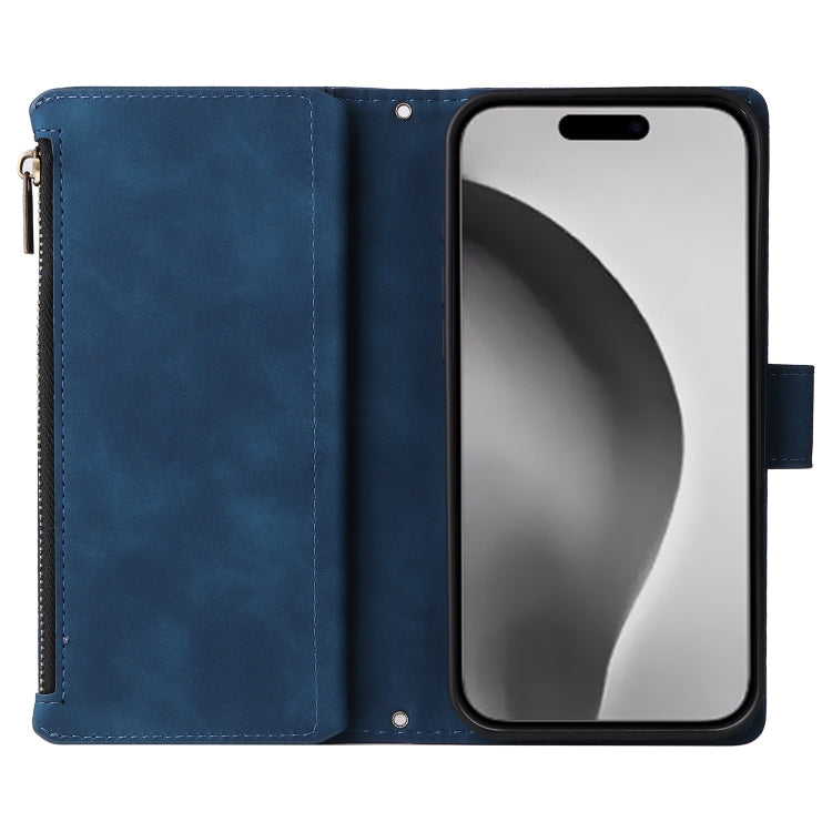 For iPhone 16 Pro Crossbody Multi-card Slot Wallet Zipper Leather Phone Case(Dark Blue) - iPhone 16 Pro Cases by PMC TechLife | Online Shopping South Africa | PMC TechLife | Buy Now Pay Later Mobicred