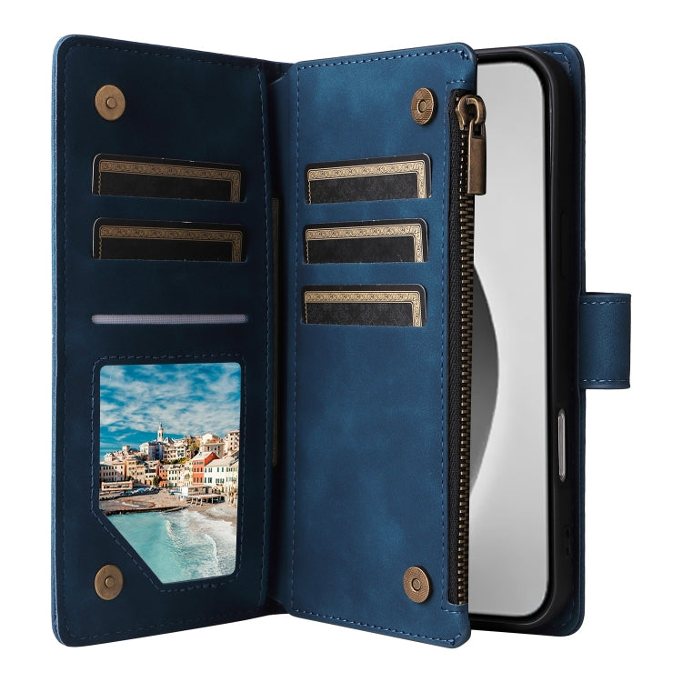 For iPhone 16 Pro Crossbody Multi-card Slot Wallet Zipper Leather Phone Case(Dark Blue) - iPhone 16 Pro Cases by PMC TechLife | Online Shopping South Africa | PMC TechLife | Buy Now Pay Later Mobicred