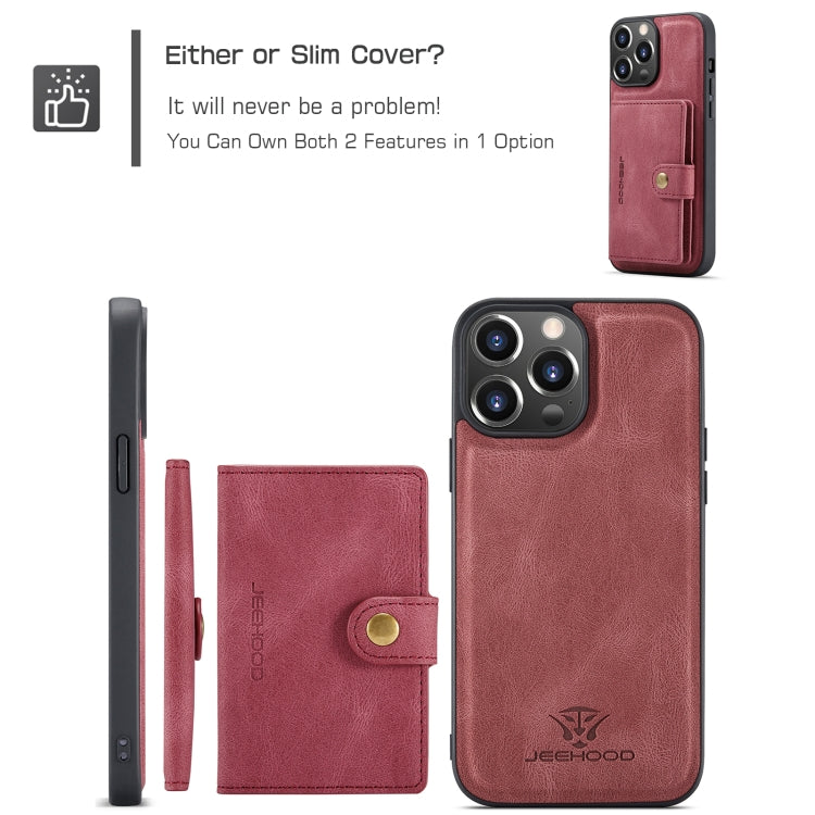 For iPhone 15 Pro Max JEEHOOD Retro Magnetic Detachable Leather Phone Case(Red) - free shipping - PMC Jewellery - Order now!