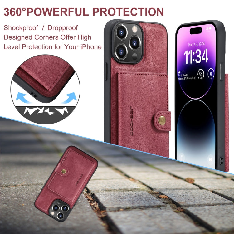 For iPhone 15 Pro Max JEEHOOD Retro Magnetic Detachable Leather Phone Case(Red) - free shipping - PMC Jewellery - Order now!