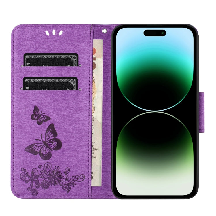 For iPhone 16 Pro Max Butterfly Embossed Flip Leather Phone Case(Purple) - iPhone 16 Pro Max Cases by PMC TechLife | Online Shopping South Africa | PMC TechLife | Buy Now Pay Later Mobicred