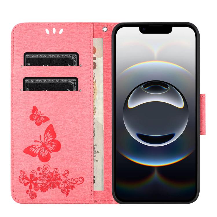 For iPhone 16e Butterfly Embossed Flip Leather Phone Case(Pink) - iPhone 16e Cases by PMC TechLife | Online Shopping South Africa | PMC TechLife | Buy Now Pay Later Mobicred