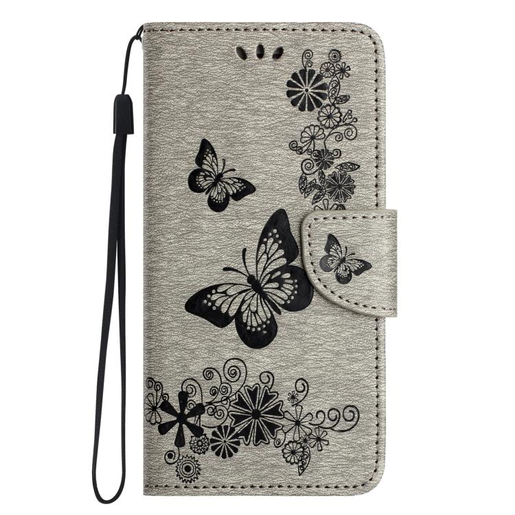 For iPhone 16e Butterfly Embossed Flip Leather Phone Case(Grey) - iPhone 16e Cases by PMC TechLife | Online Shopping South Africa | PMC TechLife | Buy Now Pay Later Mobicred