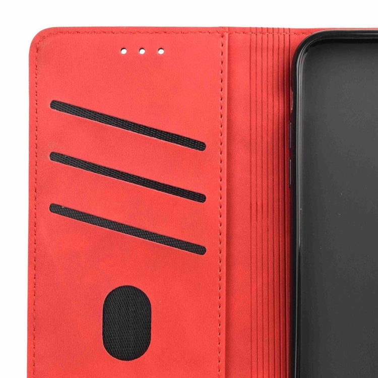 For iPhone 16 Skin Feel Splicing Leather Phone Case(Red) - iPhone 16 Cases by PMC TechLife | Online Shopping South Africa | PMC TechLife | Buy Now Pay Later Mobicred