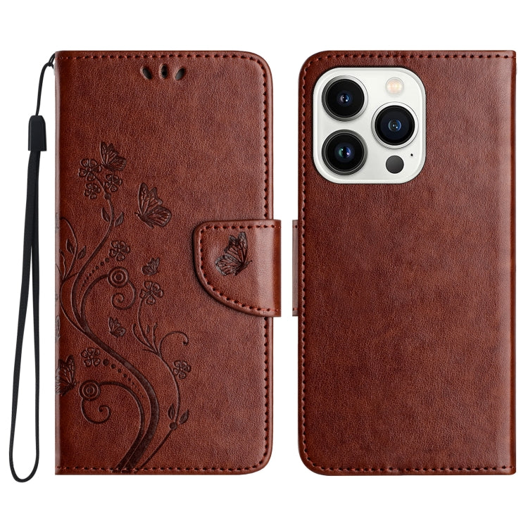 For iPhone 16 Pro Max Butterfly Flower Pattern Flip Leather Phone Case(Brown) - iPhone 16 Pro Max Cases by PMC TechLife | Online Shopping South Africa | PMC TechLife | Buy Now Pay Later Mobicred