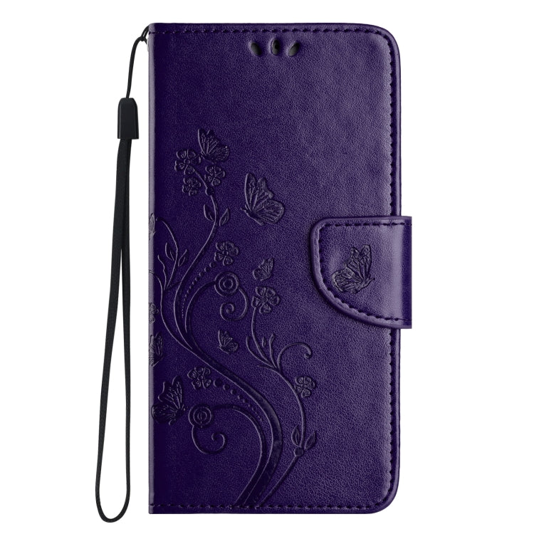 For iPhone 16 Pro Butterfly Flower Pattern Flip Leather Phone Case(Dark Purple) - iPhone 16 Pro Cases by PMC TechLife | Online Shopping South Africa | PMC TechLife | Buy Now Pay Later Mobicred